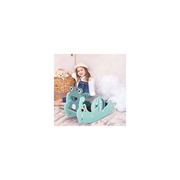 Qaba 3-in-1 Baby Slide and Rocking Horse Portable Slide Basketball