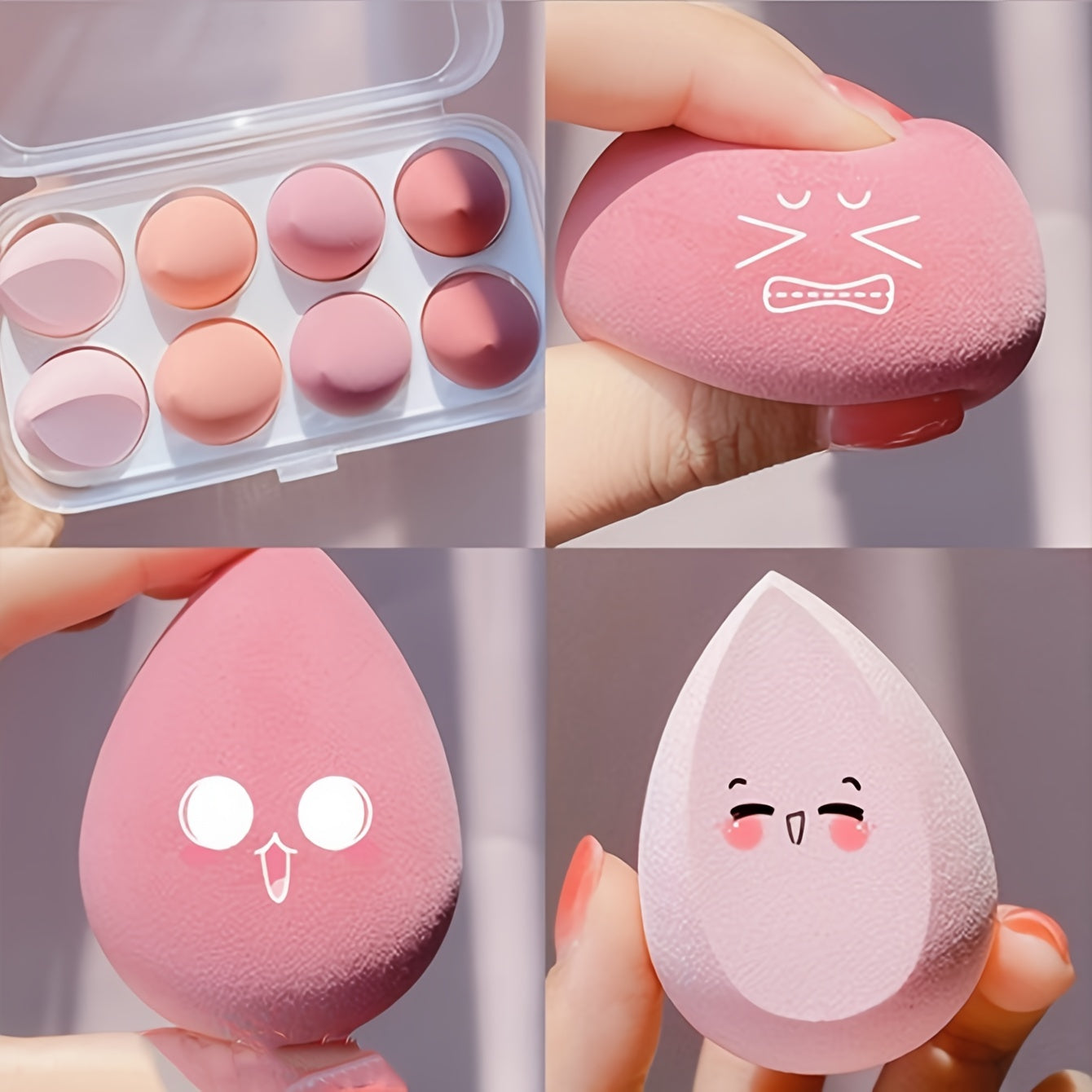 8pcs/set Color Mixing Beauty Egg Beauty Sponge Makeup Sponge Makeup Tools Foundation Make-up Facial Makeup Tools Makeup Artist Special Beauty Egg Christmas Gift Wedding Special Multi Style Beauty Egg Set Wedding Gift New Year