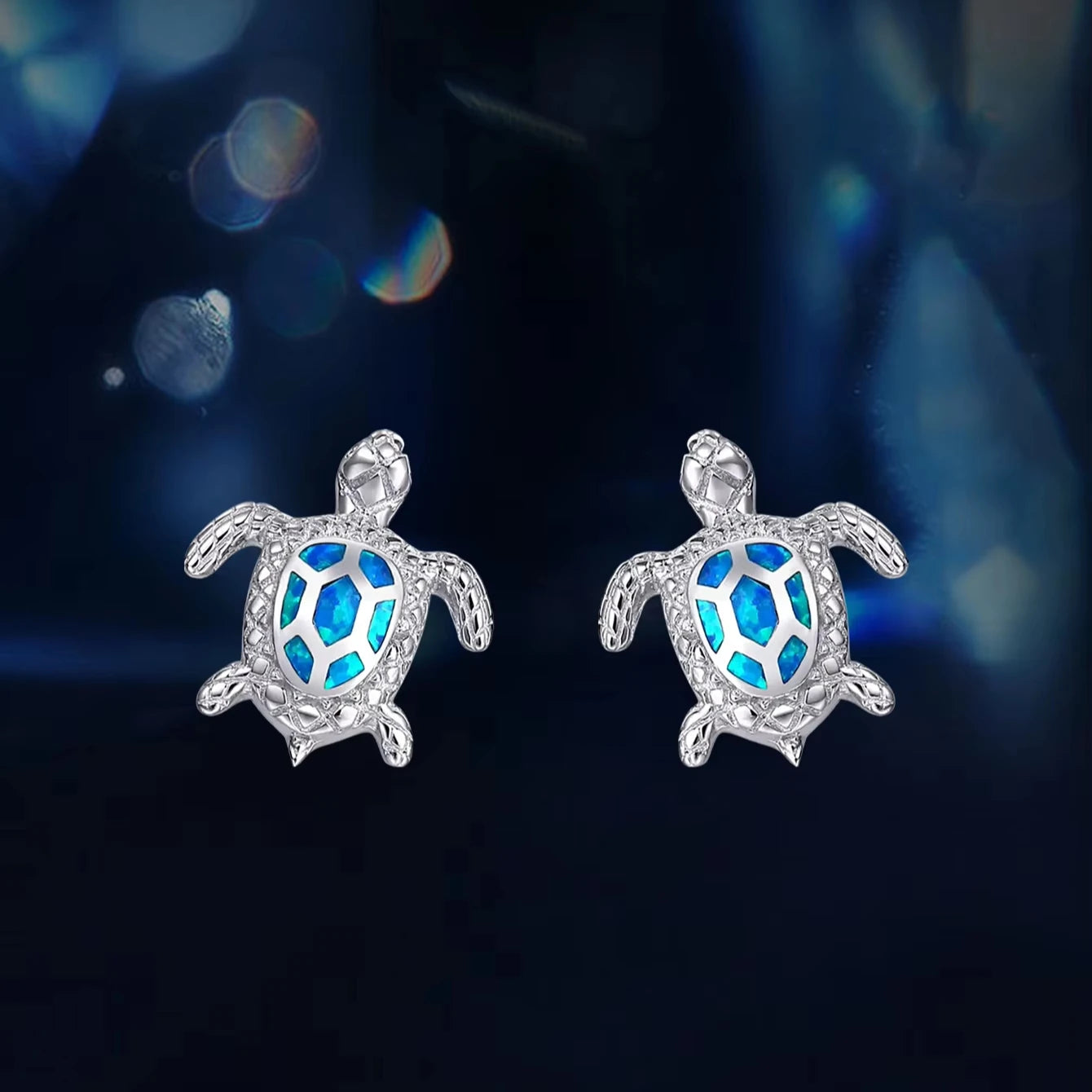 Fine Jewelry Ocean Animal Cute Turtle Stud Earring 925 Sterling Silver Sea Turtle Turquoise VVS Moissanite Stud Earrings