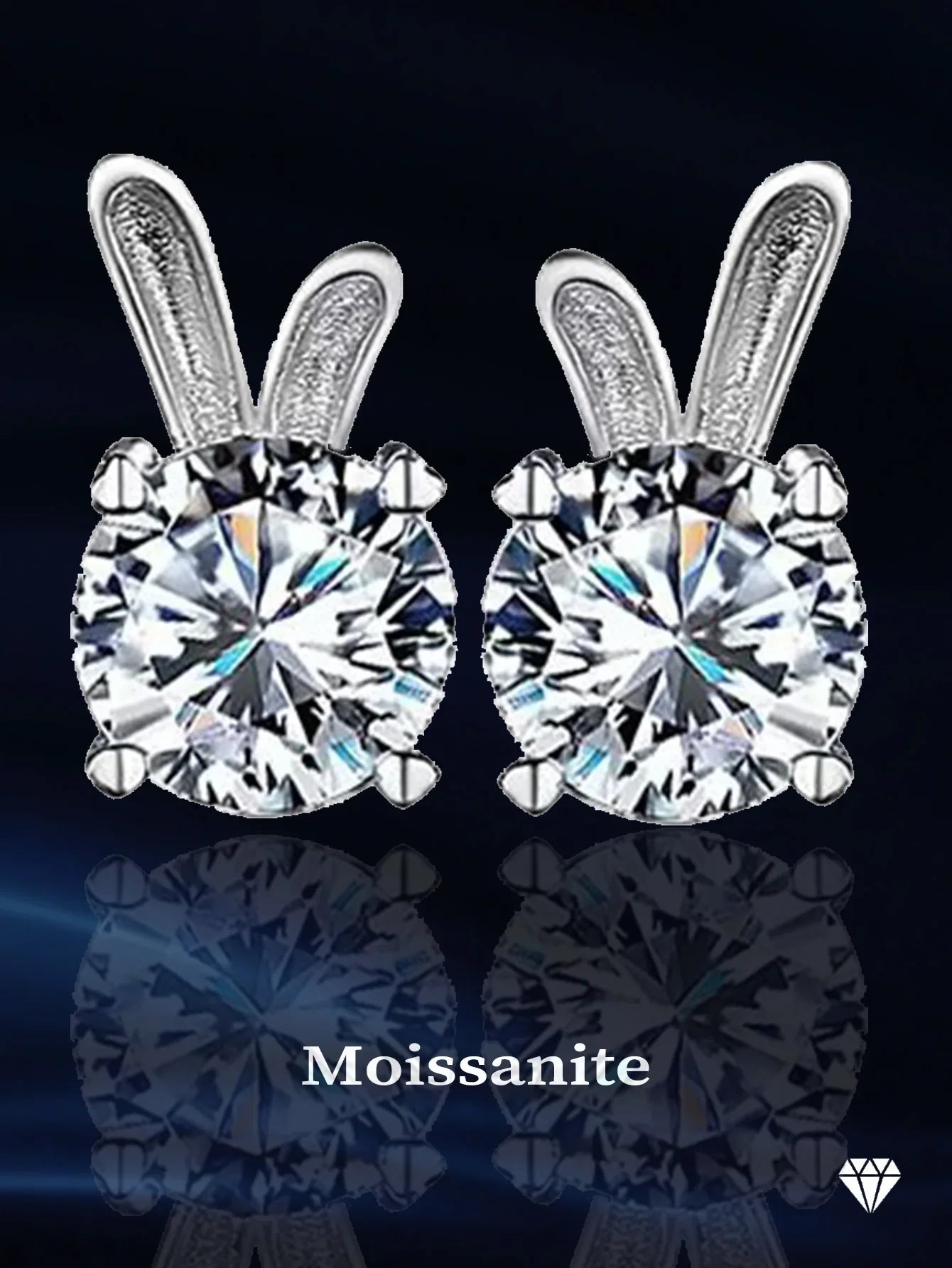 1ct Rabbit Style 5mm Round Moissanite Stud Earrings 925 Sterling Silver with Certification for Women