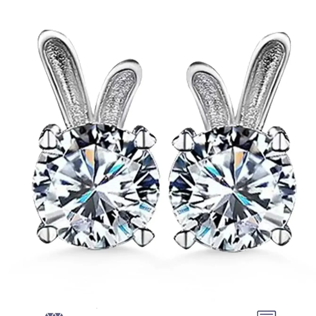 1ct Rabbit Style 5mm Round Moissanite Stud Earrings 925 Sterling Silver with Certification for Women