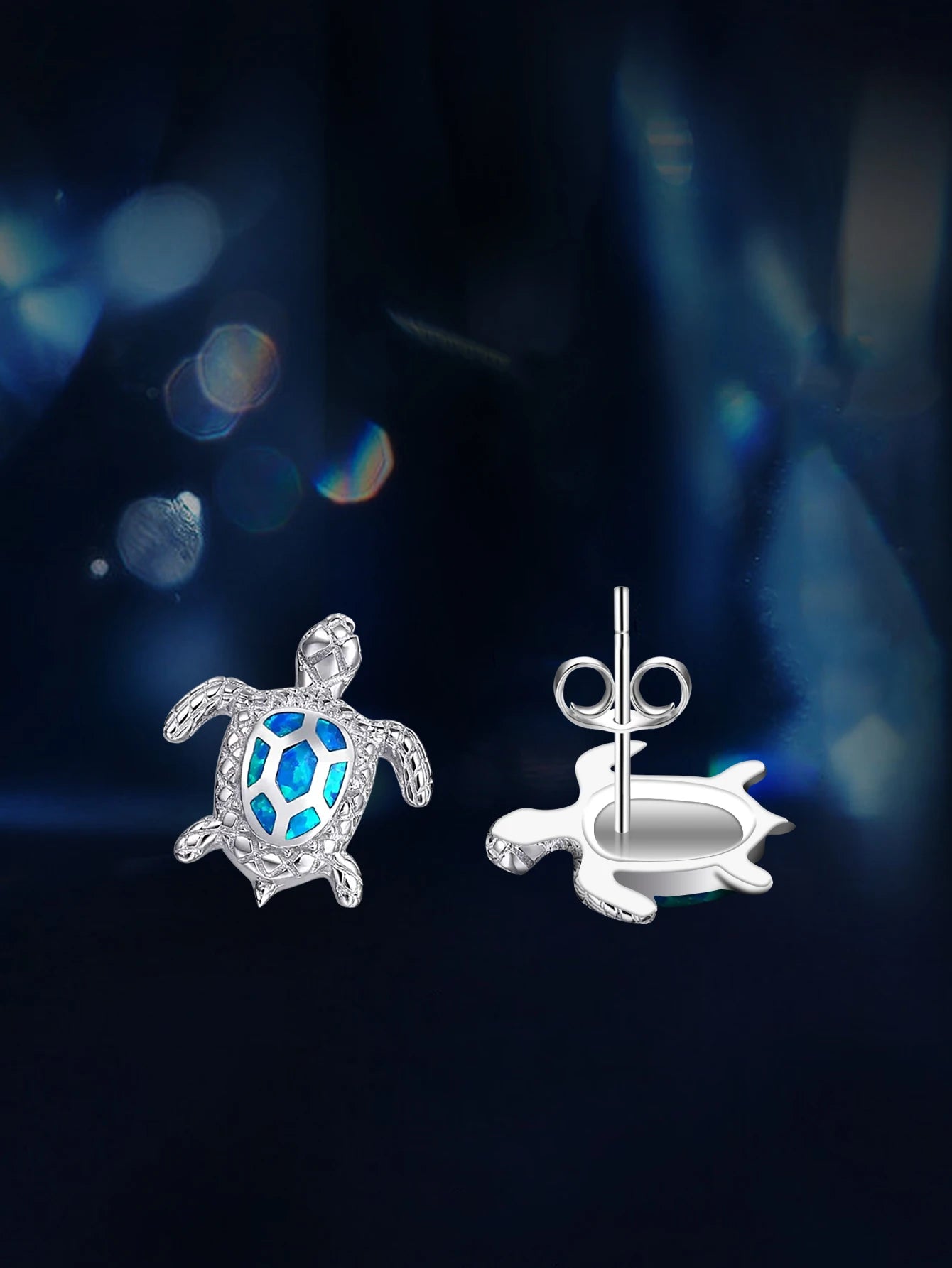 Fine Jewelry Ocean Animal Cute Turtle Stud Earring 925 Sterling Silver Sea Turtle Turquoise VVS Moissanite Stud Earrings