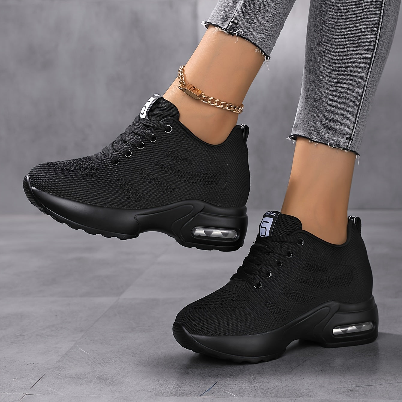 KOWAYI Women's Lightweight Breathable Mesh Low-Top Sneakers - Summer Casual Shoes with Cushioned Comfort, Black & White Accents for Walking, Errands & Casual Attire, Sporty Lifestyle Shoes | Modern Sneakers | Breathable Mesh