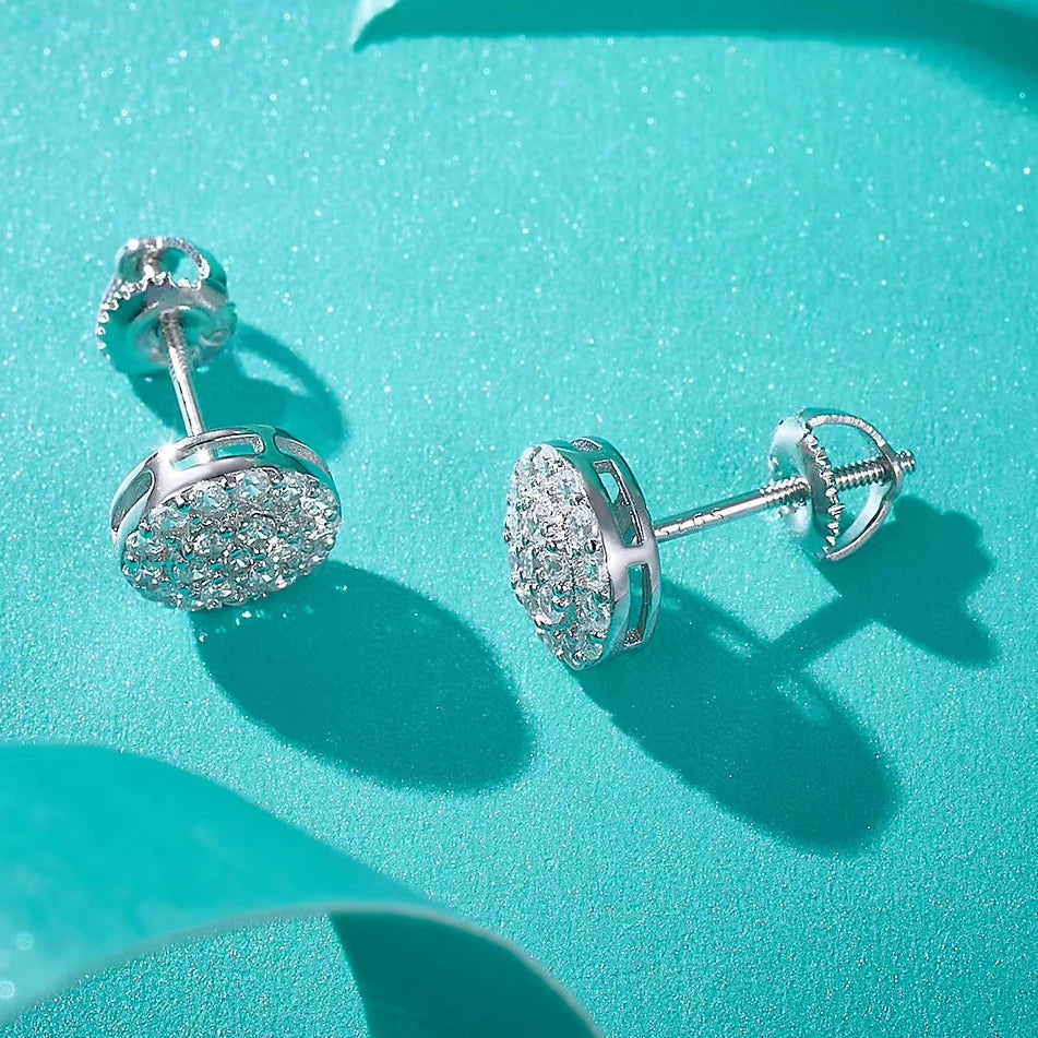 Wholesale Lab Grown Diamond Earrings Rhodium S925 Sterling Silver Luxury VVS Moissanite Round Women Stud Earrings