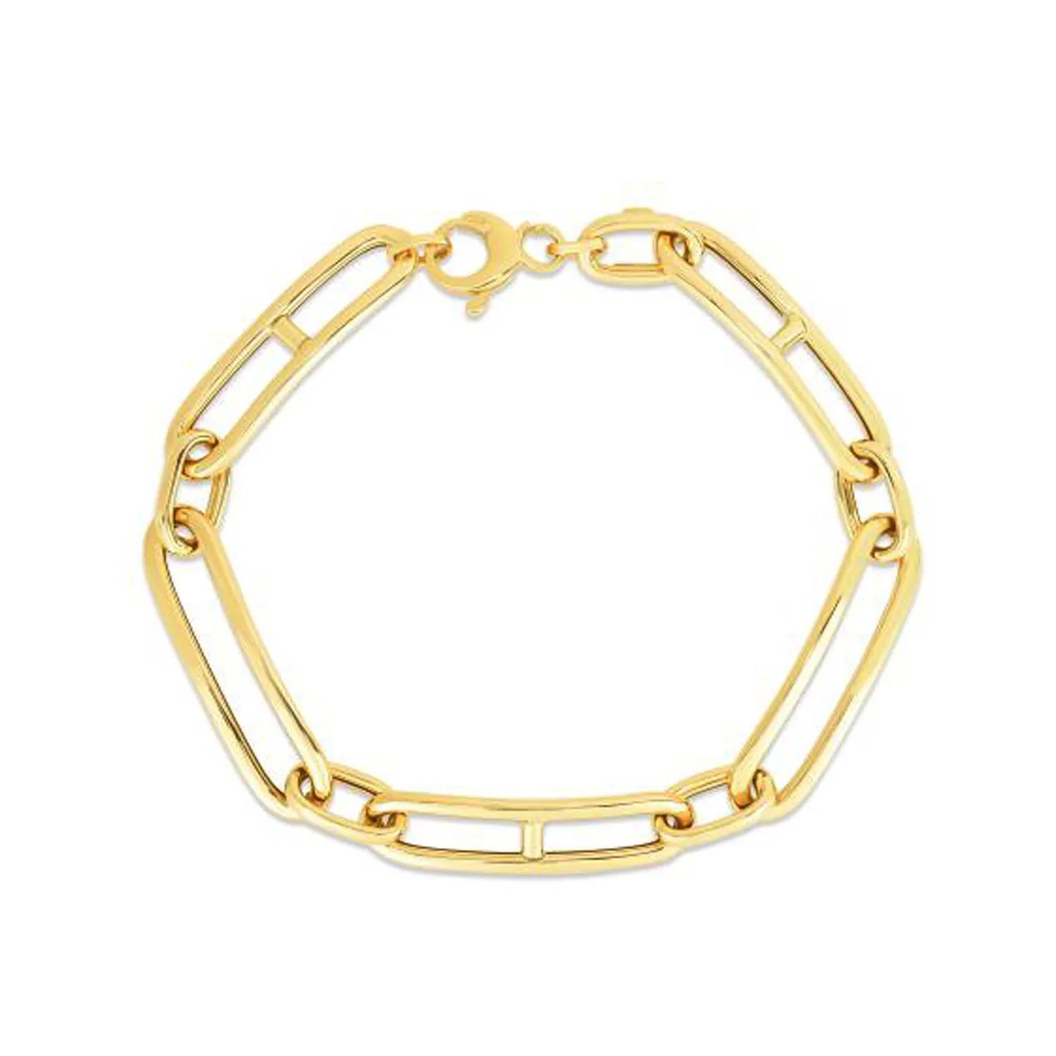 UD2 14k Yellow Gold 7 1/4 Inch Elongated Fashion Chain Alternating Mariner Link Bracelet