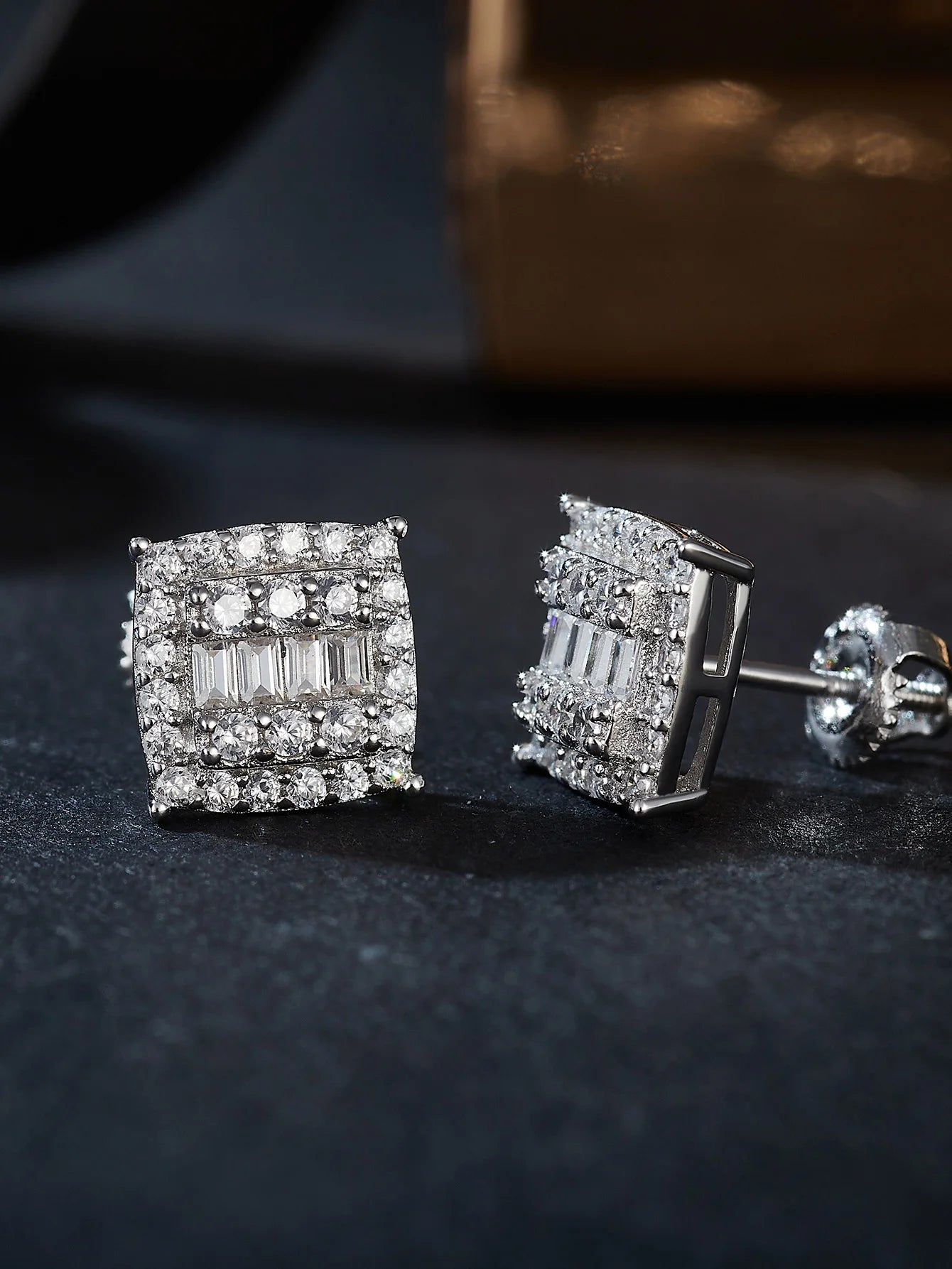 Lab Grown Diamond Earrings Fashion Design Rhodium S925 Sterling Silver Luxury VVS Moissanite Round Women Stud Earrings