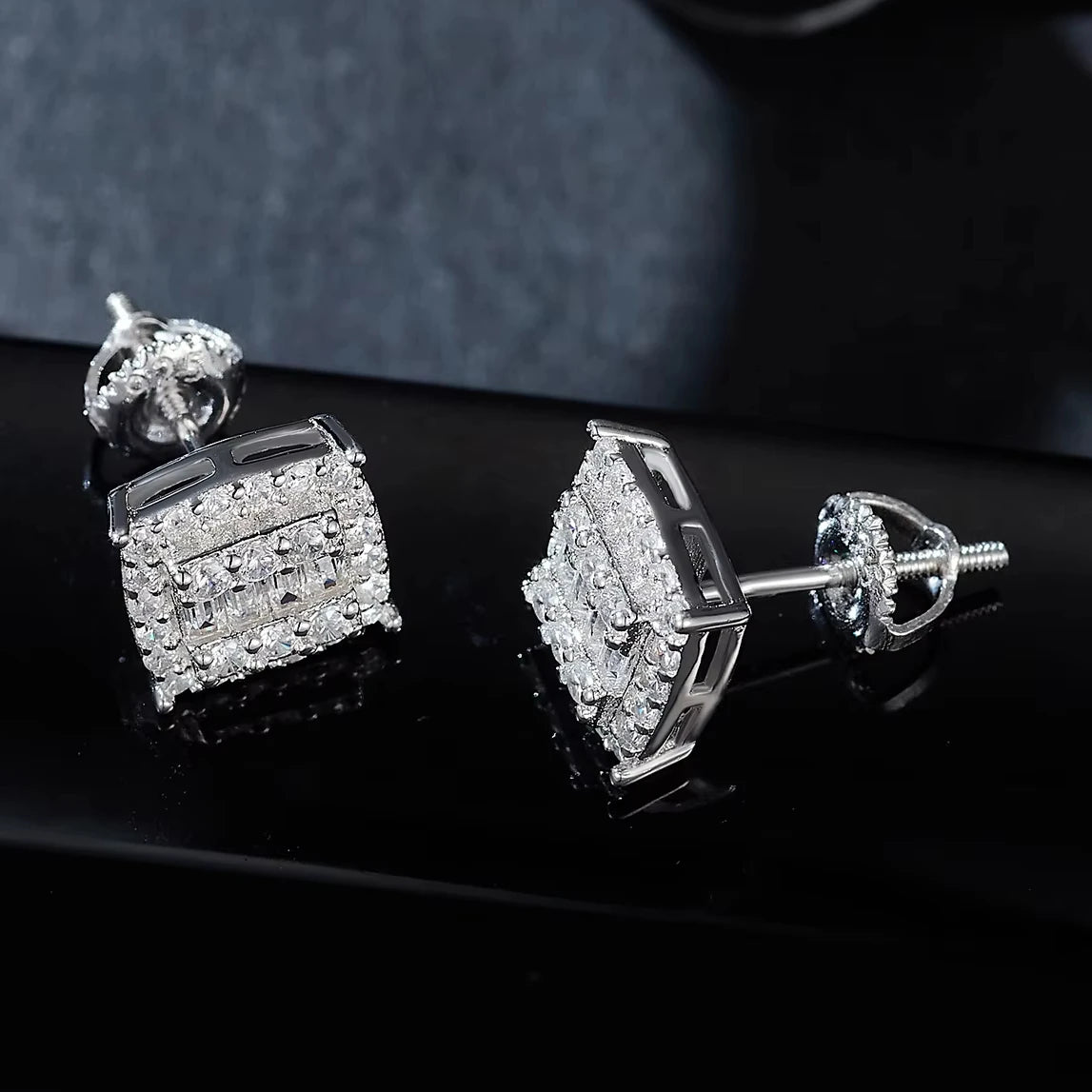 Lab Grown Diamond Earrings Fashion Design Rhodium S925 Sterling Silver Luxury VVS Moissanite Round Women Stud Earrings