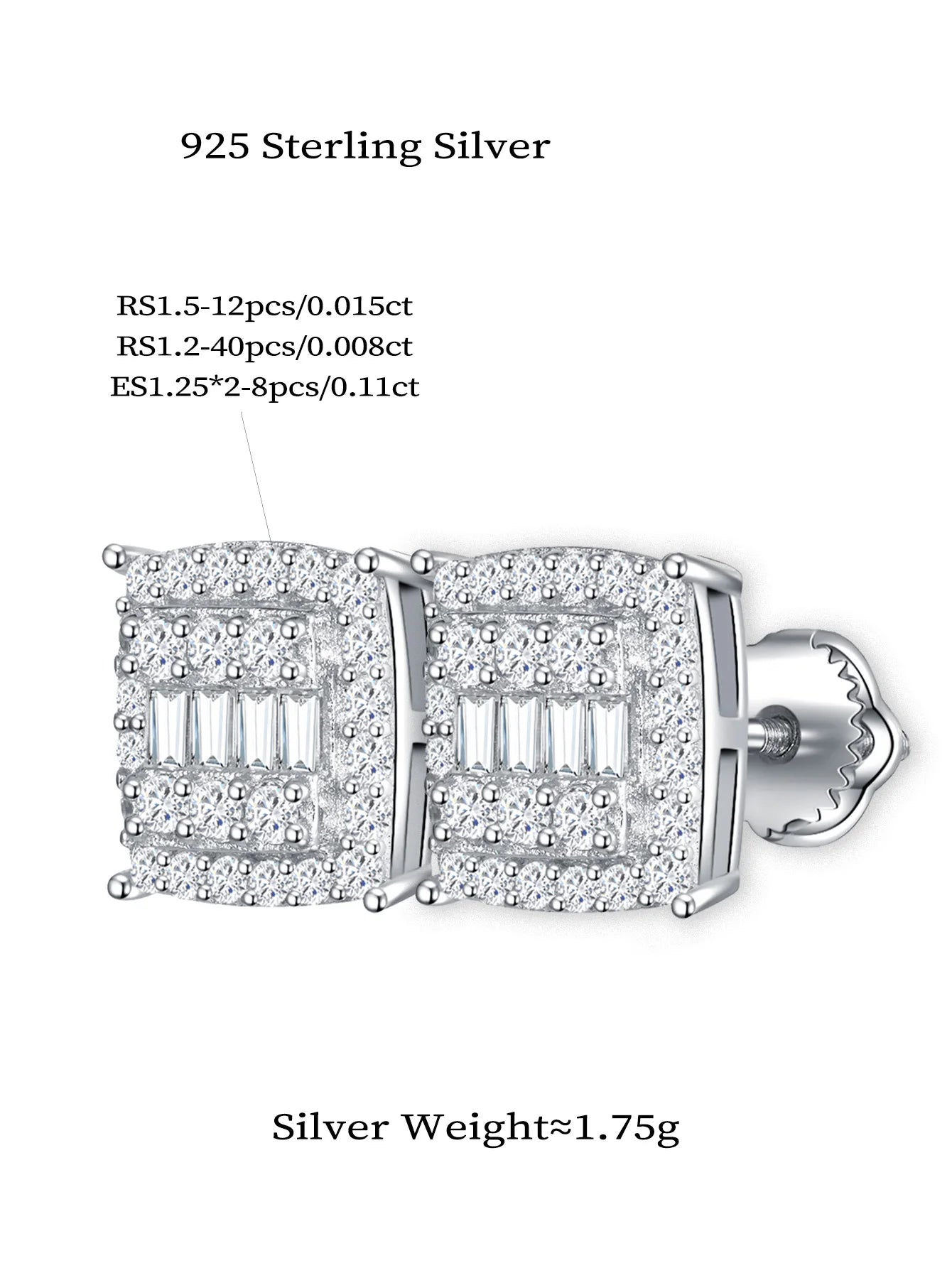 Lab Grown Diamond Earrings Fashion Design Rhodium S925 Sterling Silver Luxury VVS Moissanite Round Women Stud Earrings