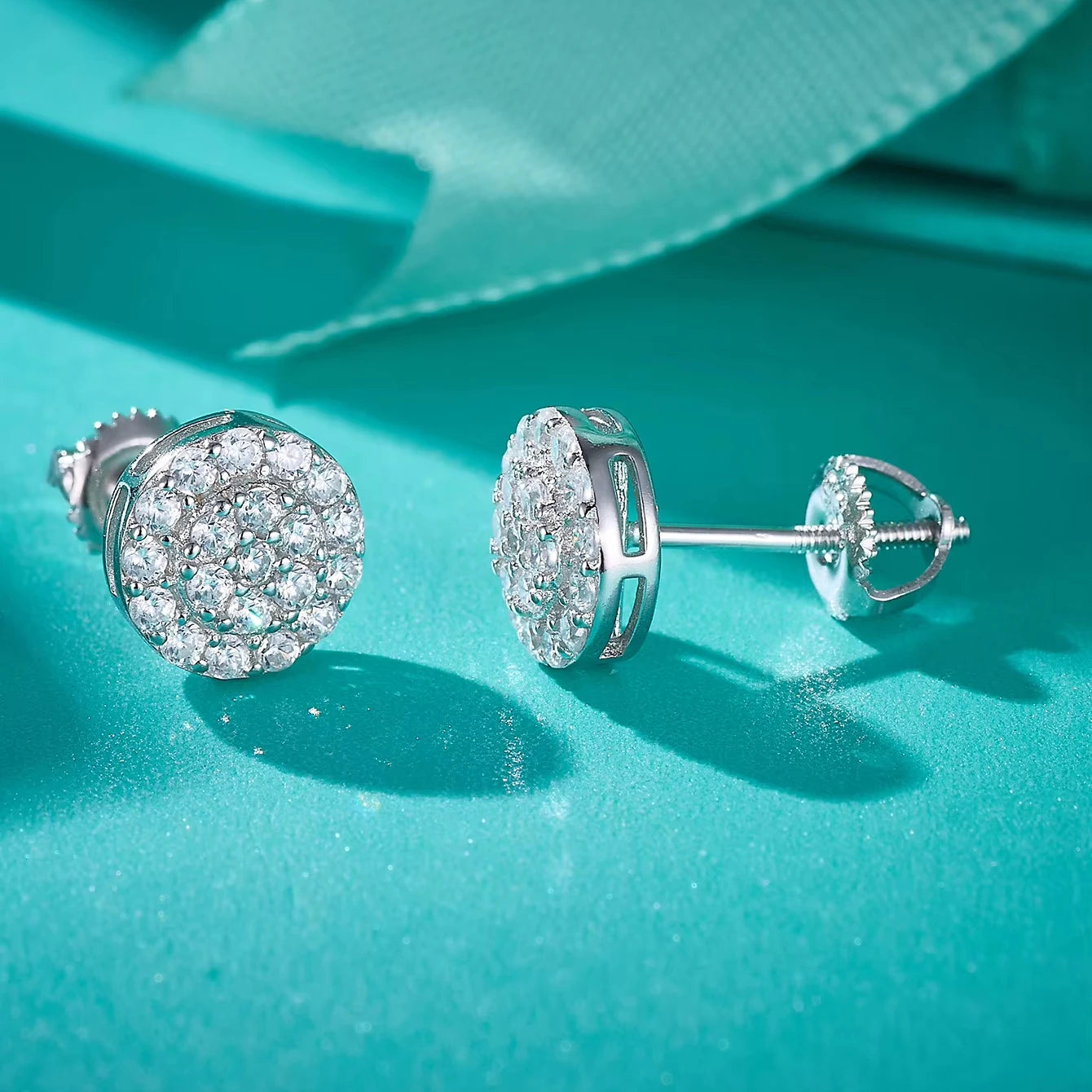 Wholesale Lab Grown Diamond Earrings Rhodium S925 Sterling Silver Luxury VVS Moissanite Round Women Stud Earrings