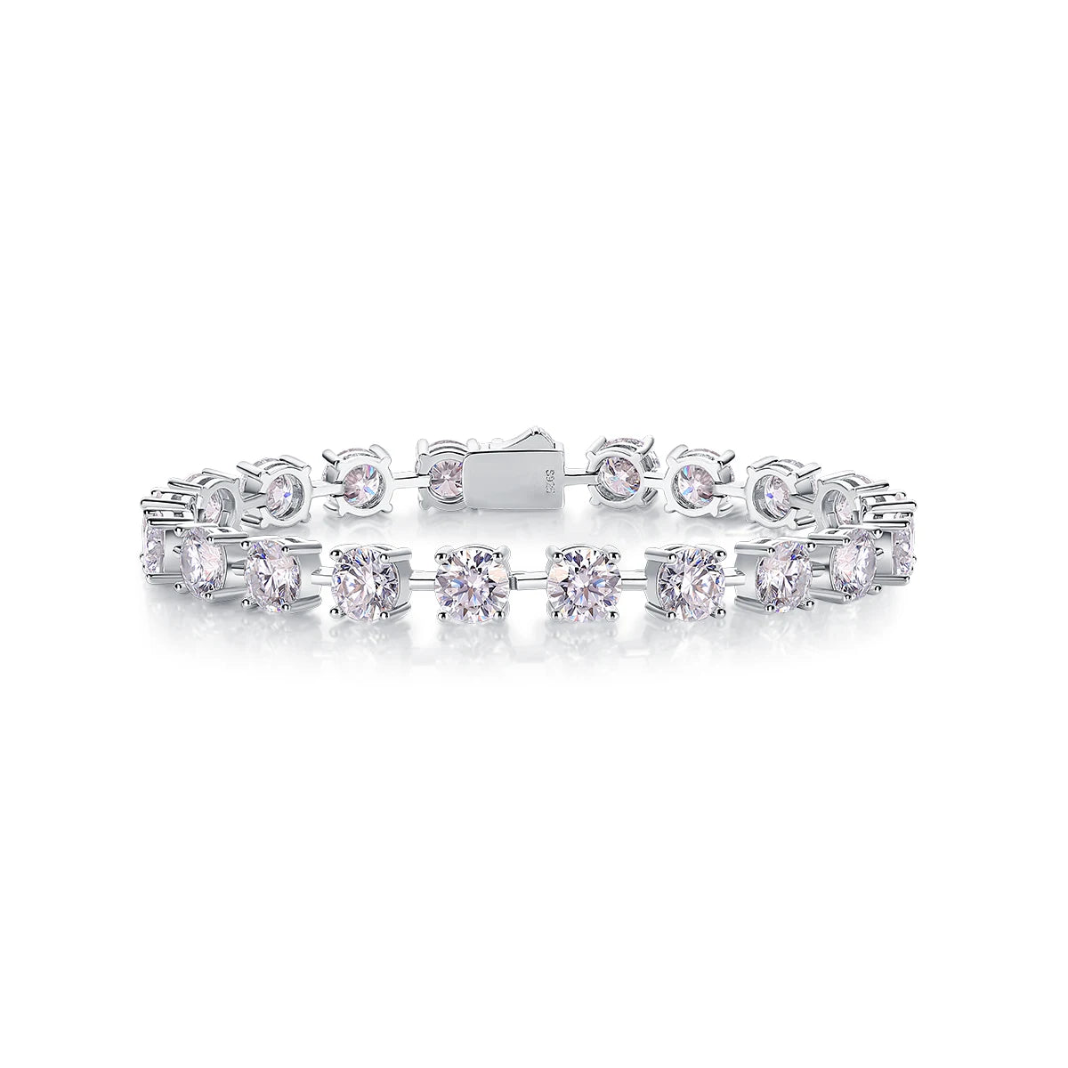 Sparkling S925 Sterling Silver Moissanite Tennis Chain Bracelet Elegant Women Jewelry Bracelet
