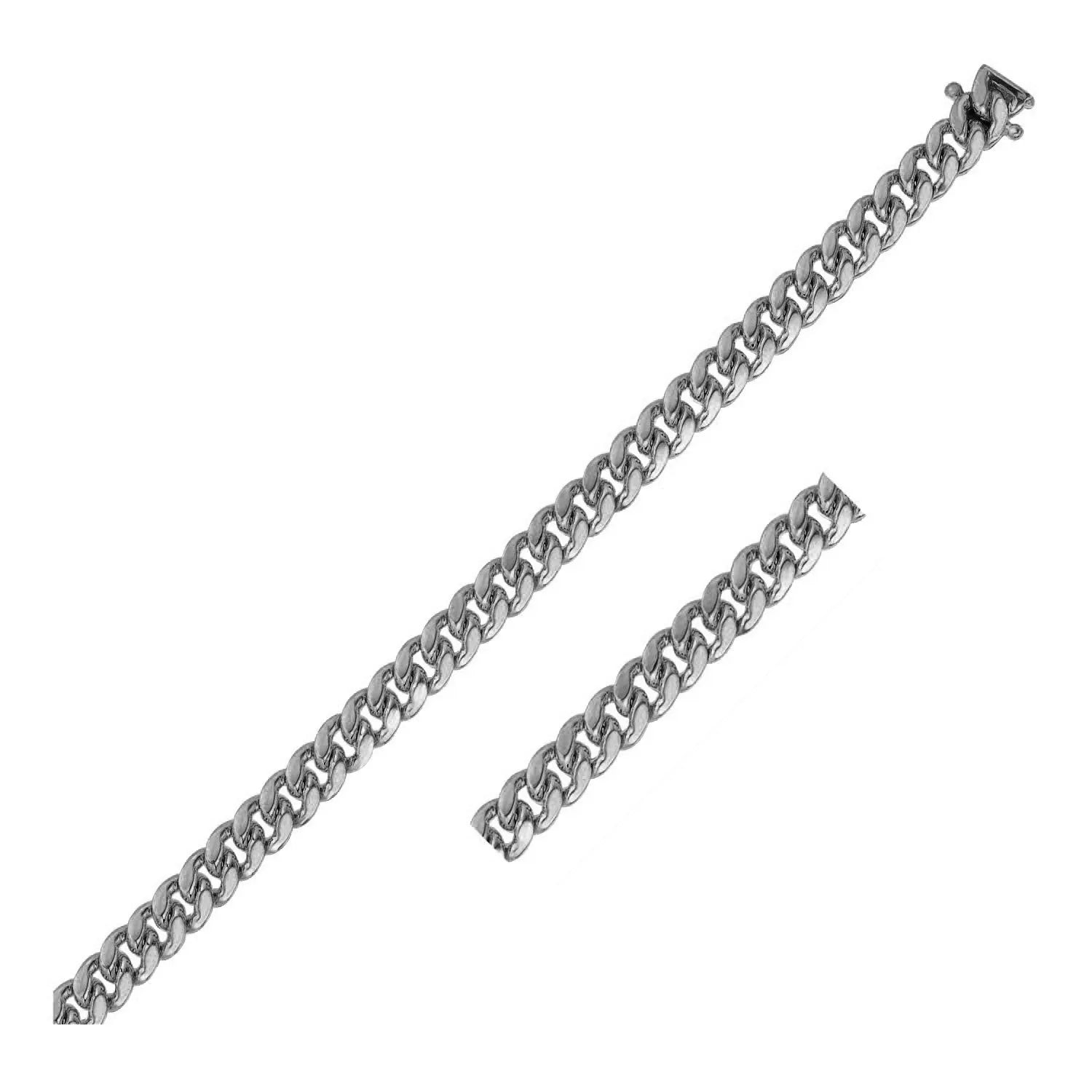UD2 5.0mm 14k White Gold Classic Miami Cuban Solid Bracelet Fine Chain & Link Bracelets