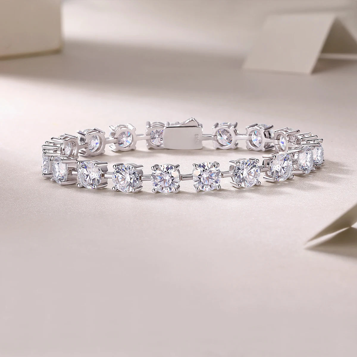 Sparkling S925 Sterling Silver Moissanite Tennis Chain Bracelet Elegant Women Jewelry Bracelet