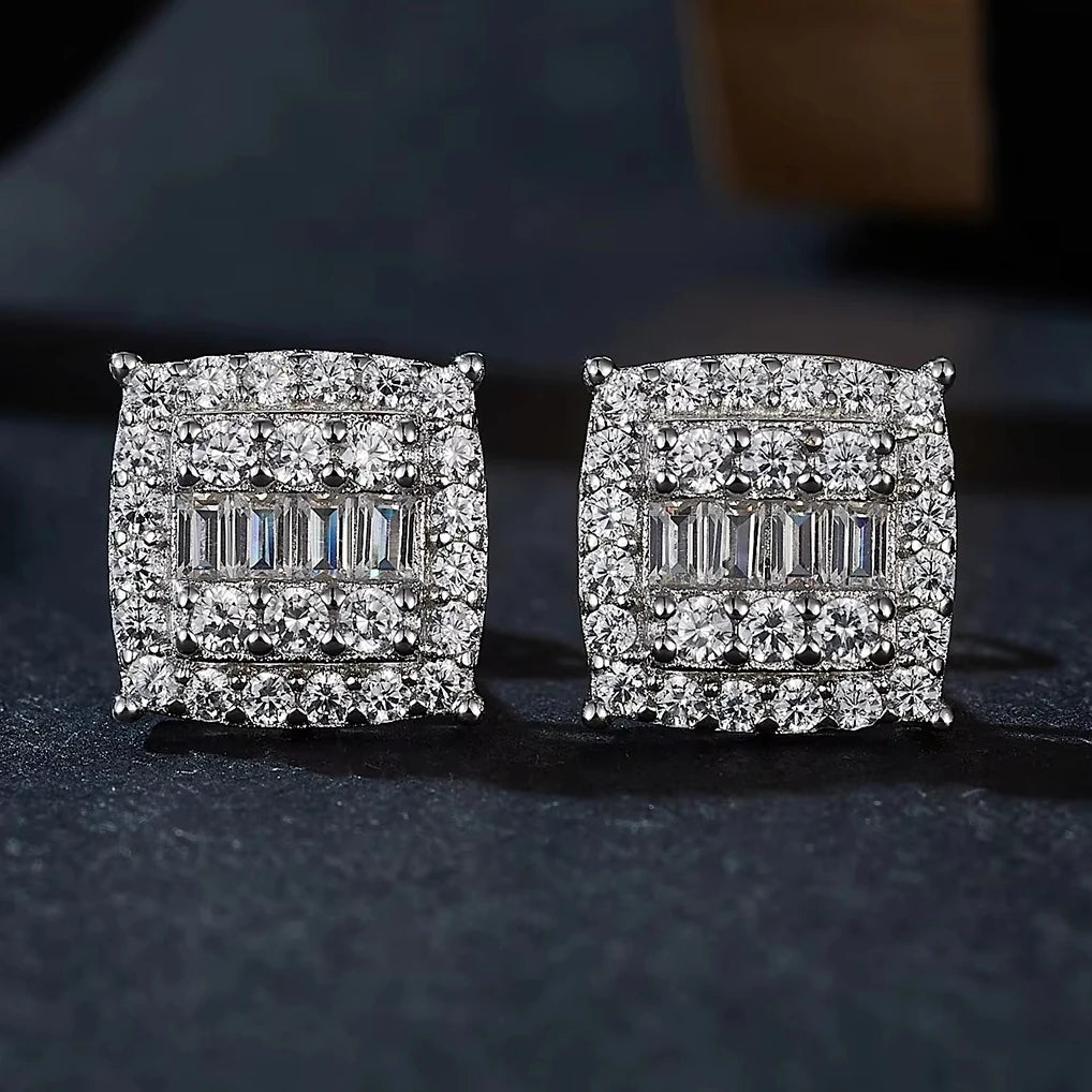 Lab Grown Diamond Earrings Fashion Design Rhodium S925 Sterling Silver Luxury VVS Moissanite Round Women Stud Earrings