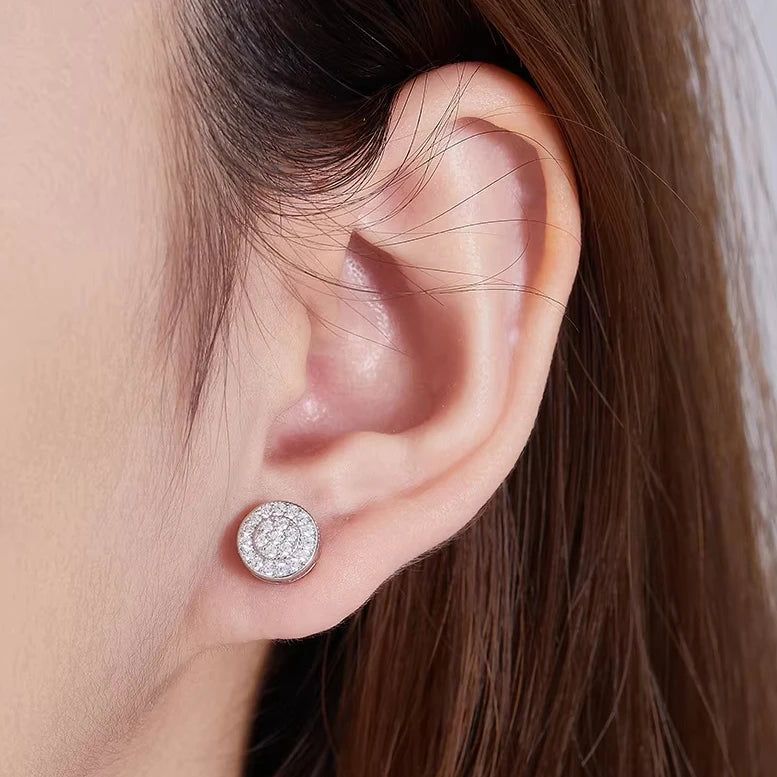 Wholesale Lab Grown Diamond Earrings Rhodium S925 Sterling Silver Luxury VVS Moissanite Round Women Stud Earrings