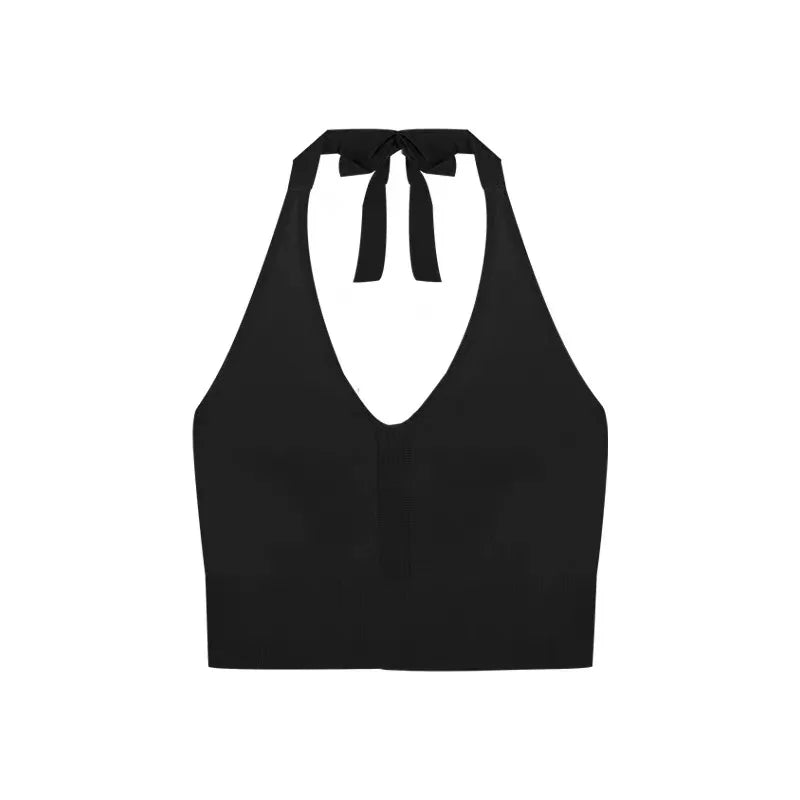 HELIAR Women V-Neck Sexy Tops Cross Halter Tops Knitted Y2K Tops Women Solid Crop Tops Women Camis INS Hot Tops 2025 Summer