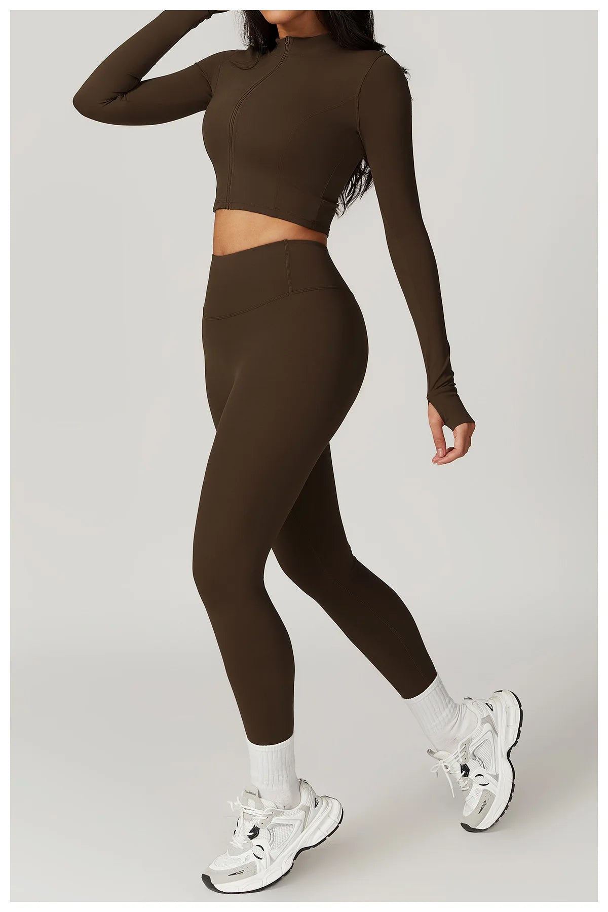 Workout Outfit Active Wear 3 Pieces Workout Clothes For Women Sports Bra High Waist Gym Leggings Long-Sleeved Fitness Sportswear