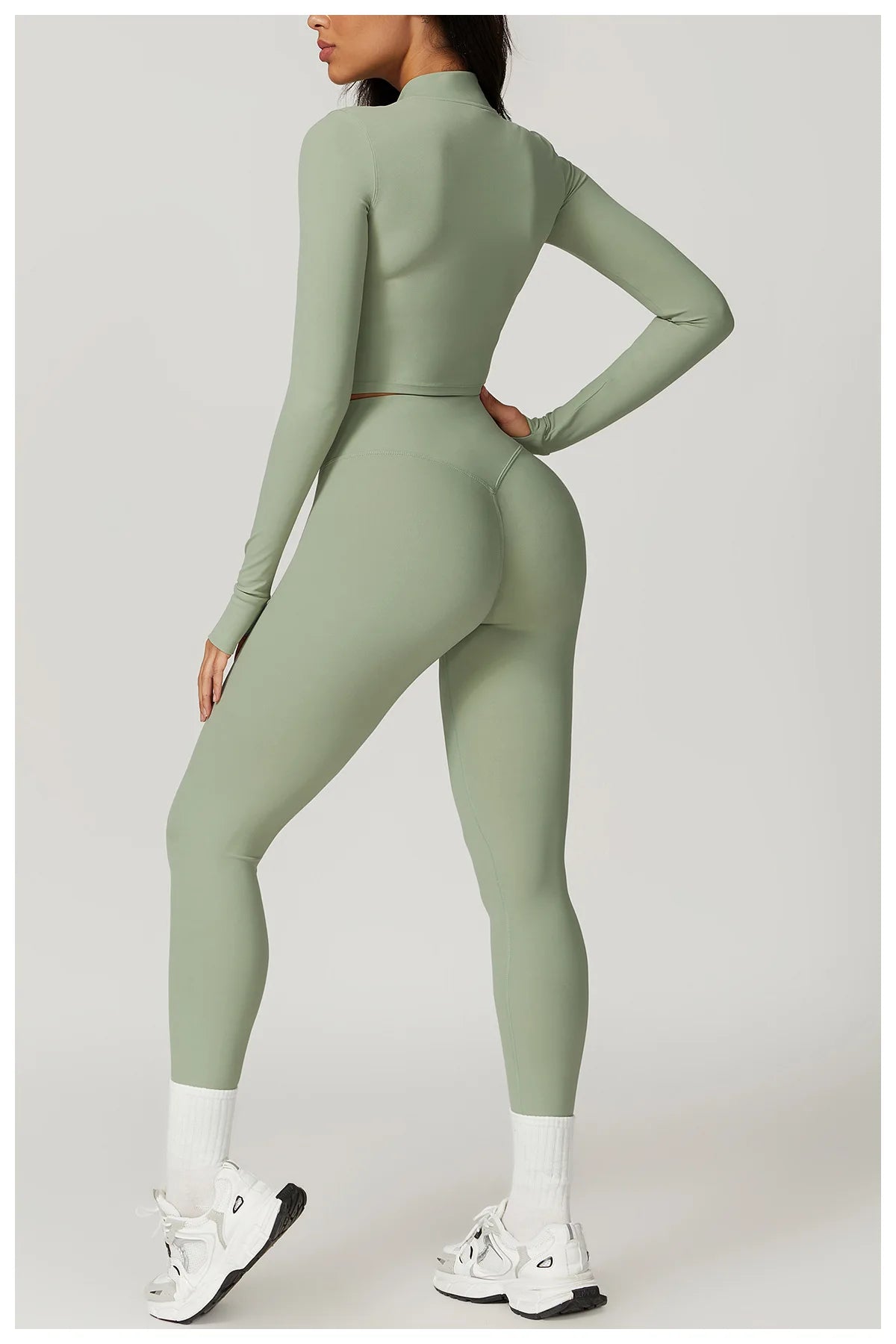 Workout Outfit Active Wear 3 Pieces Workout Clothes For Women Sports Bra High Waist Gym Leggings Long-Sleeved Fitness Sportswear