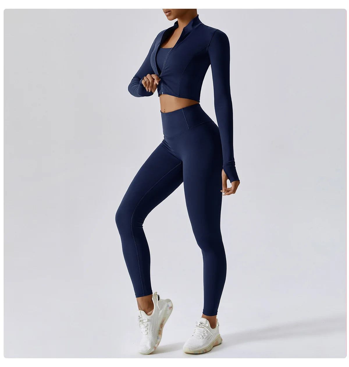 Workout Outfit Active Wear 3 Pieces Workout Clothes For Women Sports Bra High Waist Gym Leggings Long-Sleeved Fitness Sportswear