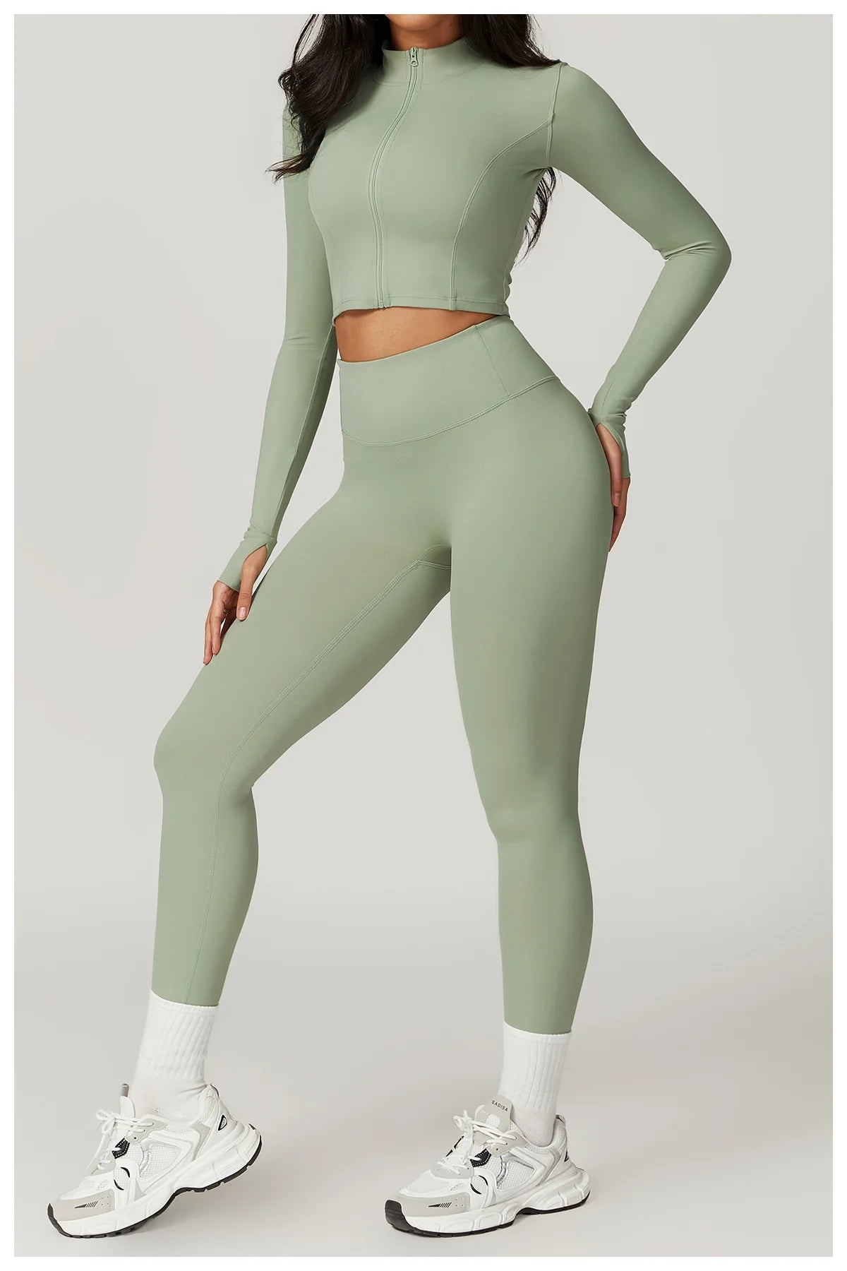 Workout Outfit Active Wear 3 Pieces Workout Clothes For Women Sports Bra High Waist Gym Leggings Long-Sleeved Fitness Sportswear
