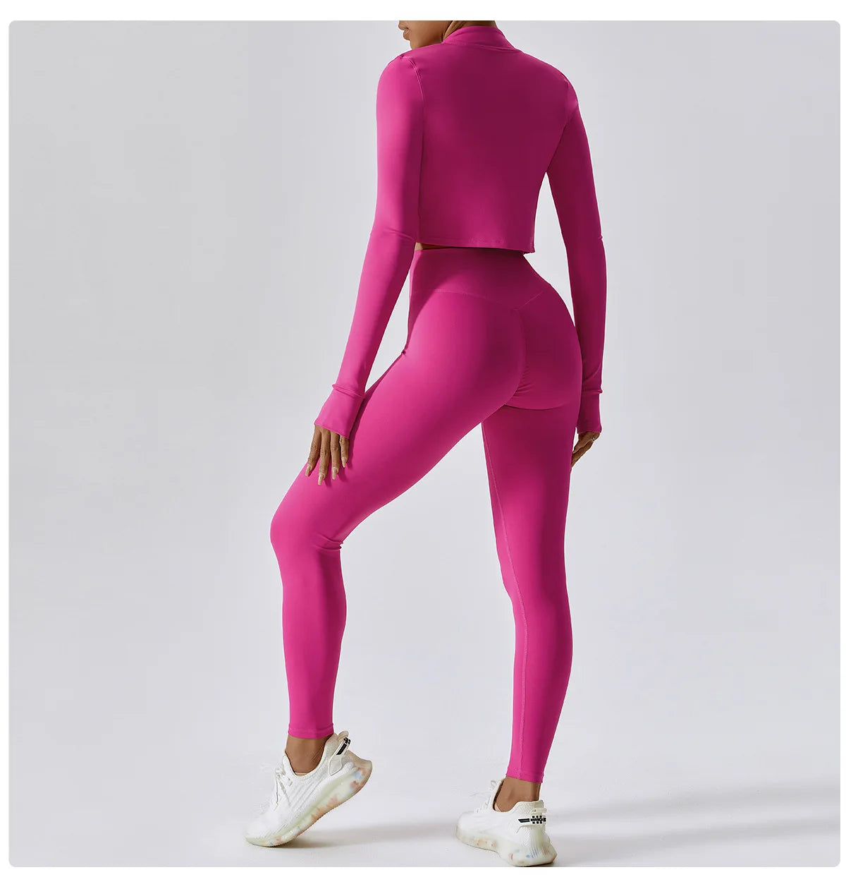 Workout Outfit Active Wear 3 Pieces Workout Clothes For Women Sports Bra High Waist Gym Leggings Long-Sleeved Fitness Sportswear