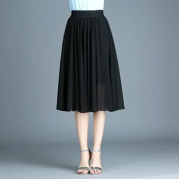 Skirts for Women Chiffon Woman Skirt Floral Midi Summer Casual New In Clothing Sales Modest Luxury Elegant High Quality V Cheap