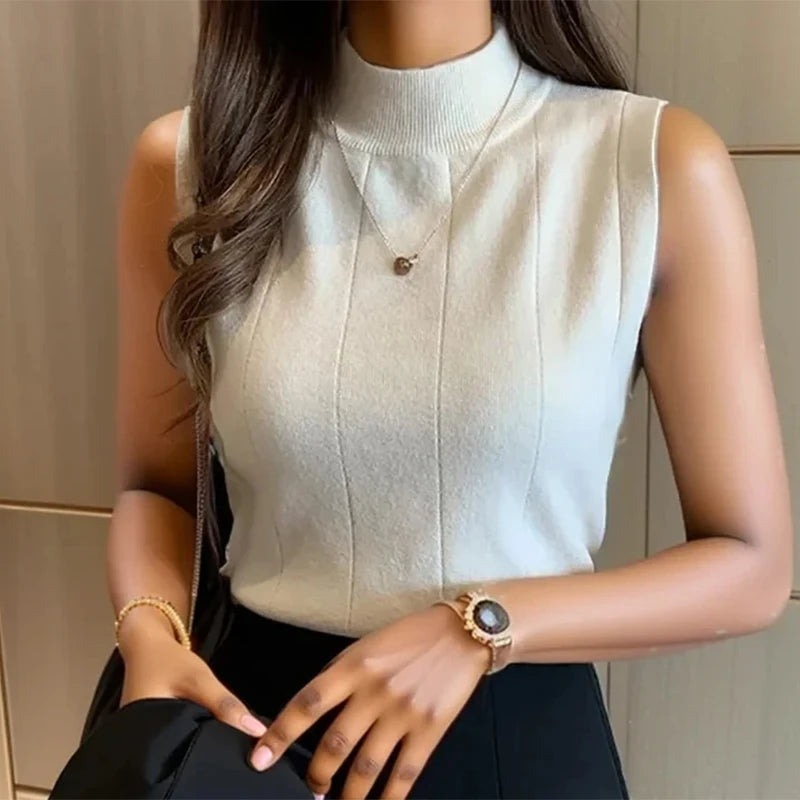 HELIAR 2025 Spring Women Knitted Green Tank Tops Women Thin Tops  Basic Casual Tank Tops O-neck Tees Sleeveless Tops Summer