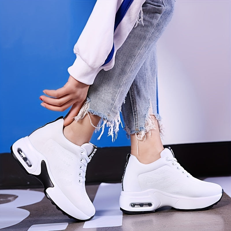 KOWAYI Women's Lightweight Breathable Mesh Low-Top Sneakers - Summer Casual Shoes with Cushioned Comfort, Black & White Accents for Walking, Errands & Casual Attire, Sporty Lifestyle Shoes | Modern Sneakers | Breathable Mesh